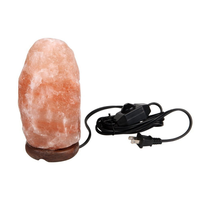 Hand Carved Adjustable Wooden Base Himalayan Crystal Rock Salt Lamp