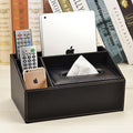 Tissue Box Leather Remote Controller Storage Box Desk Organizer