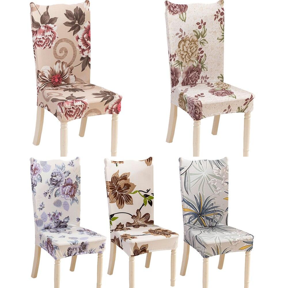 Pack of 2 - Modern Floral Pattern Elastic Chair Covers Protective Slipcover - mishiKart