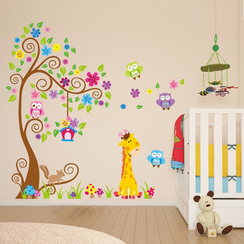 Large Size Trees Animals 3D Wall Stickers Wallpaper
