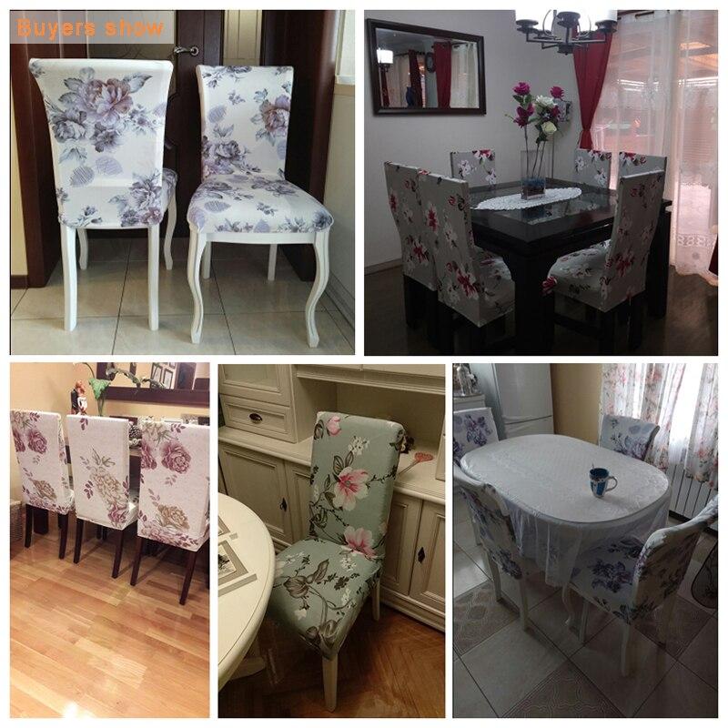 Pack of 2 - Modern Floral Pattern Elastic Chair Covers Protective Slipcover - mishiKart
