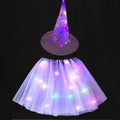 LED Glowing Lights Witch Hat With Skirt Halloween Costume for Kids