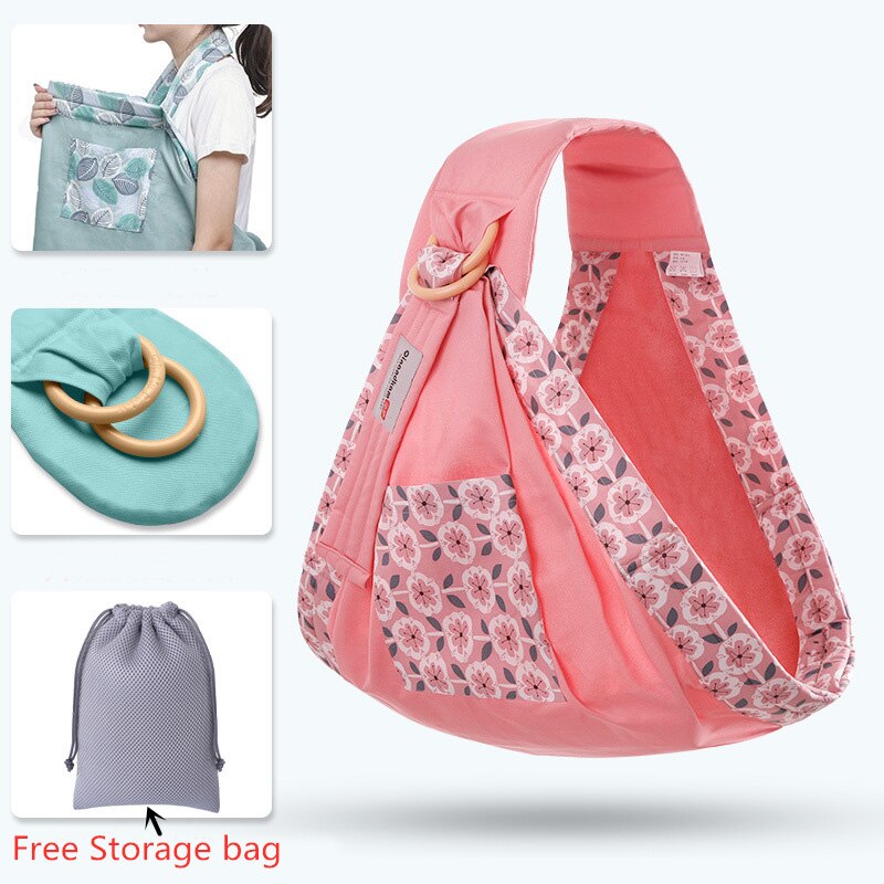 Baby Wrap Carrier Newborn Sling Dual Use Infant Nursing Cover Carrier 130 lbs (0-36M)