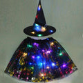 LED Glowing Lights Witch Hat With Skirt Halloween Costume for Kids