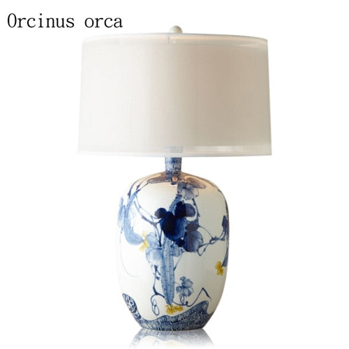Chinese style simple lamp hand-painted blue and white