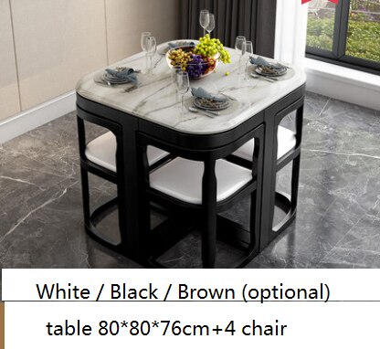 Modern Marble and Solid Wood Round Dining Table