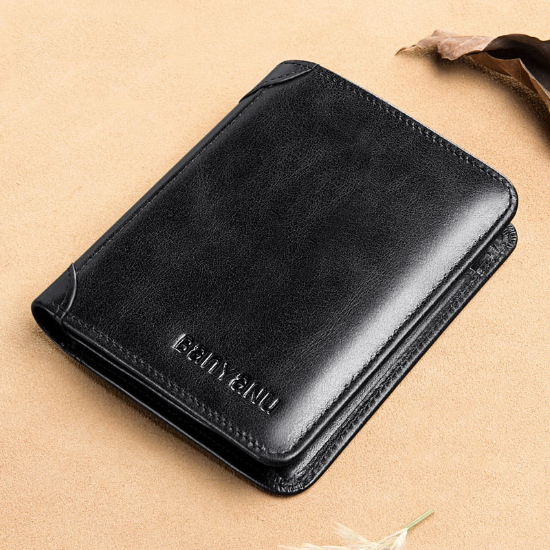 RFID Men's Wallet Purse Genuine Leather Vintage Card Holder