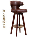 Modern Bar Stool Solid Wood Chair High Foot Swivel Back