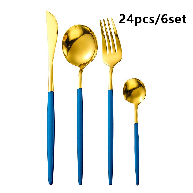 Gold Cutlery Set Stainless Steel Dinnerware Silverware Knife Fork Spoon