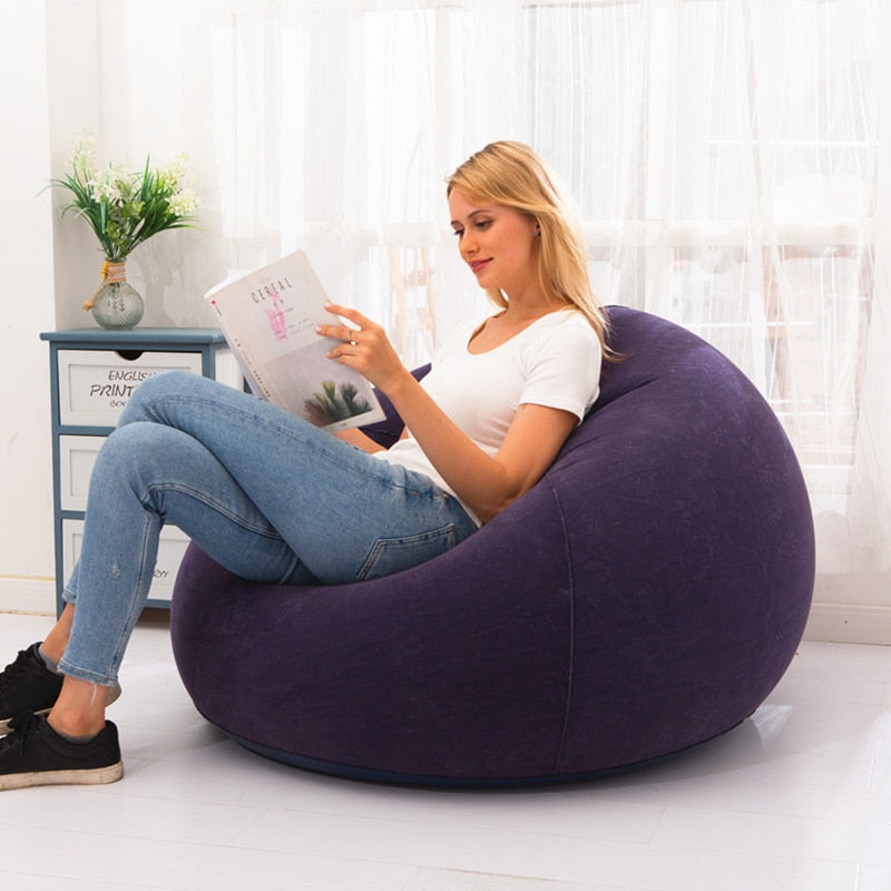 Lazy Inflatable Sofa Chair PVC Lounger Seat Bean Bag