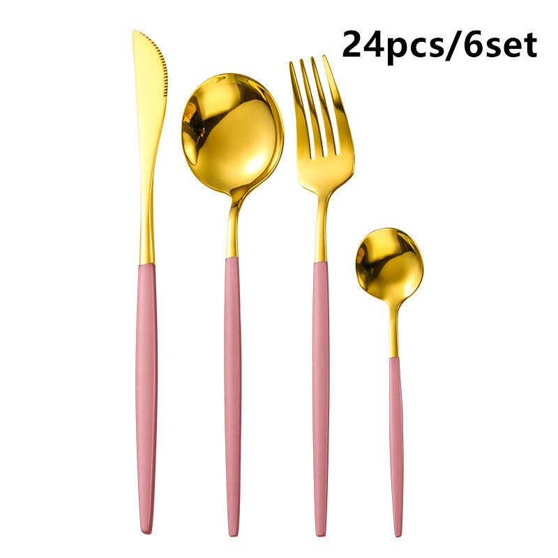 Gold Cutlery Set Stainless Steel Dinnerware Silverware Knife Fork Spoon