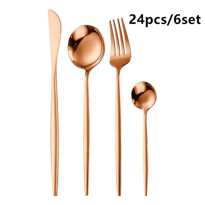 Gold Cutlery Set Stainless Steel Dinnerware Silverware Knife Fork Spoon