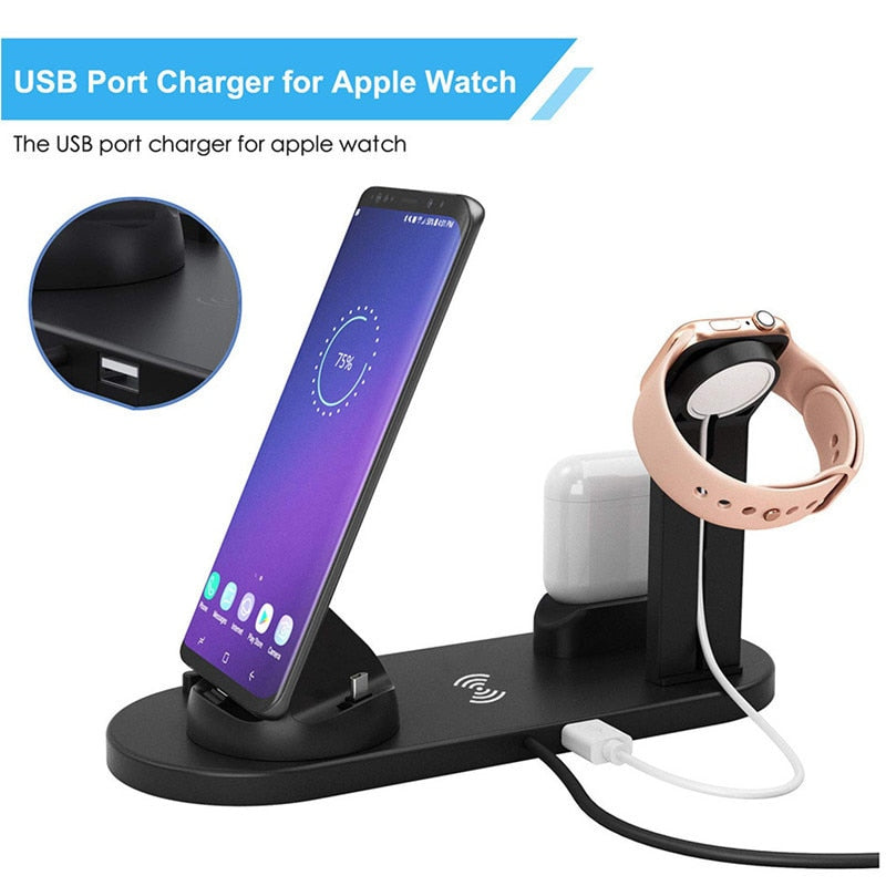 6 in 1 Fast Wireless Charger 15W For iPhone Android Watch Fast Charging