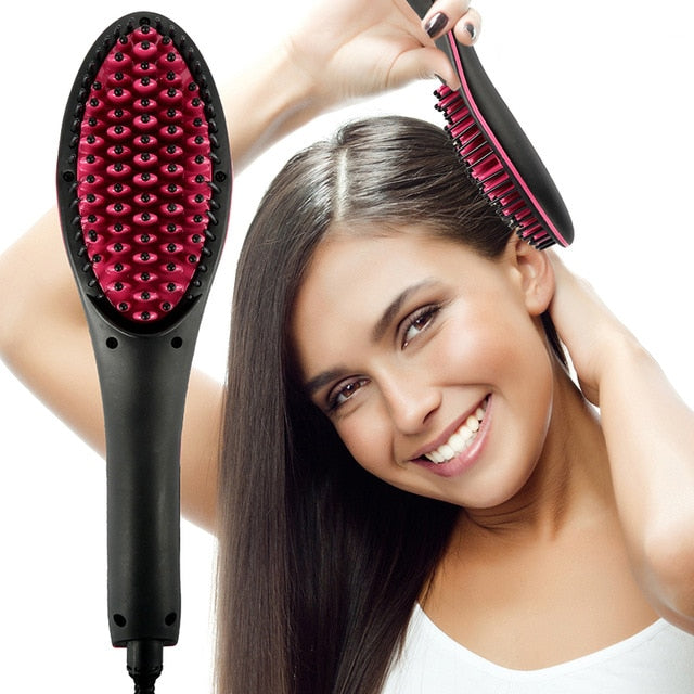 Hair Straightener Brush Fast Straightening Comb LCD Display