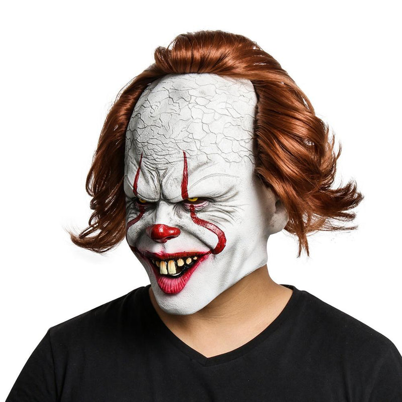 Joker Mask Cosplay Horror Scary Clown Mask with Green Hair Wig Halloween Costume