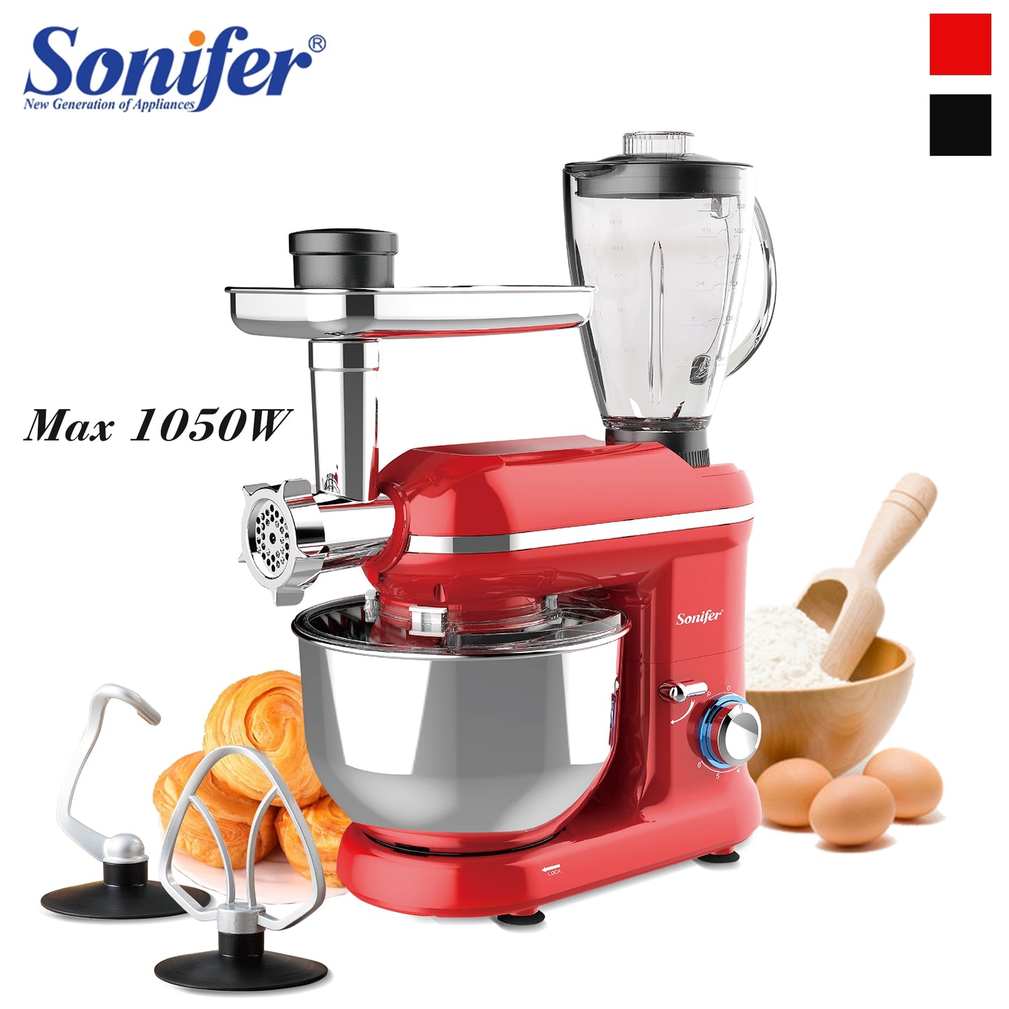 Sonifer 5.5L 3 in 1 Stand Mixer 6-Speed