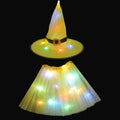 LED Glowing Lights Witch Hat With Skirt Halloween Costume for Kids