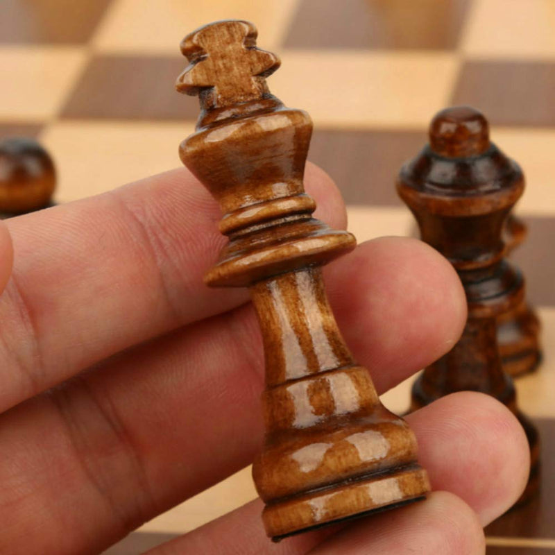 Magnetic Wooden Folding Chess Set with Felted Game Board