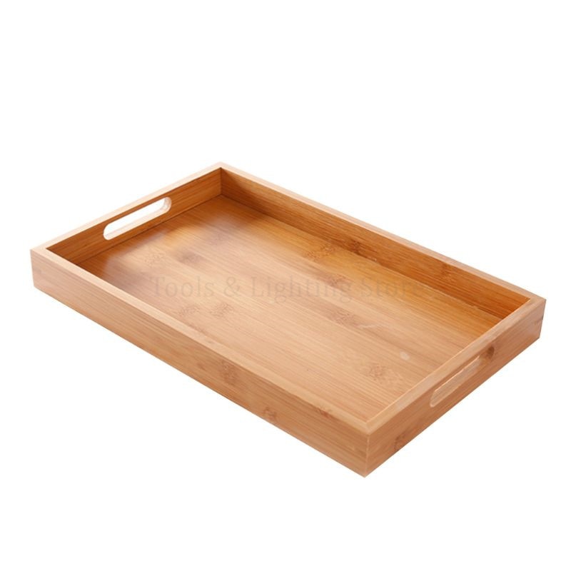 Serving Tray with Handles Bamboo Wooden