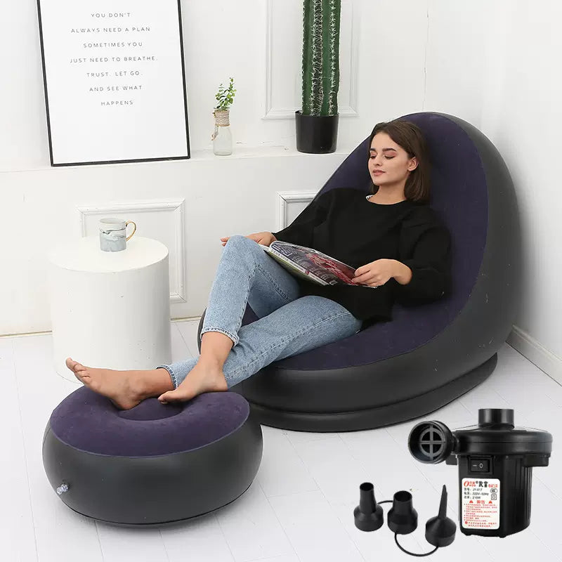 Inflatable Lazy Sofa Couch Chair with Footstool