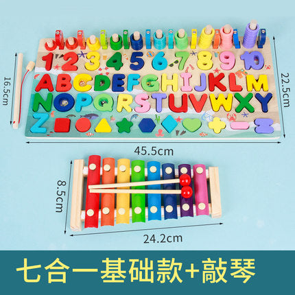 Preschool Wooden Montessori Toys Numbers Count Geometric Shape Cognition Match