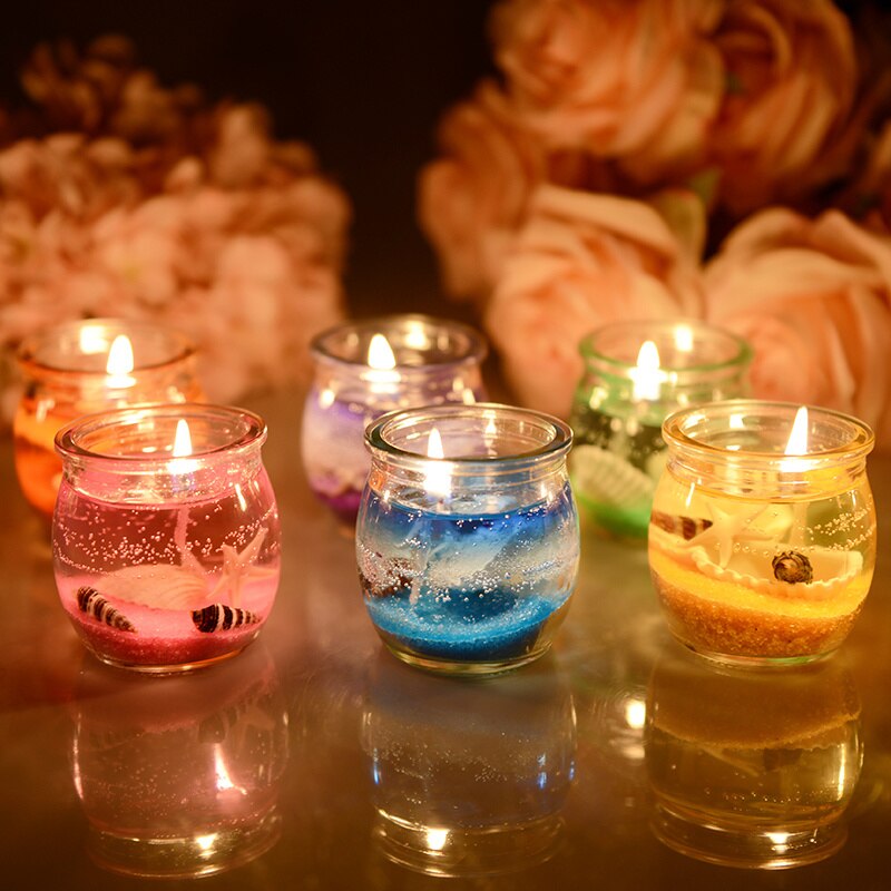 Pack of 2 Marine jelly candle with glass jar Decorative candle