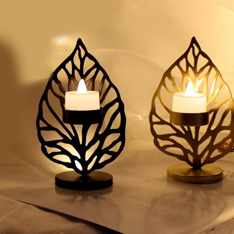 Nordic Decor Wrought Iron Candlestick Creative Leaf Candle stand