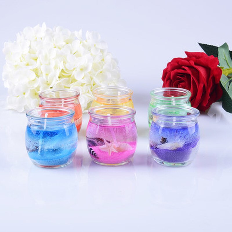 Pack of 2 Marine jelly candle with glass jar Decorative candle