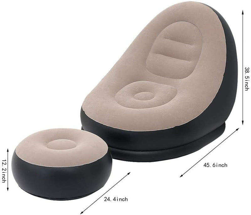 Inflatable Lazy Sofa Couch Chair with Footstool
