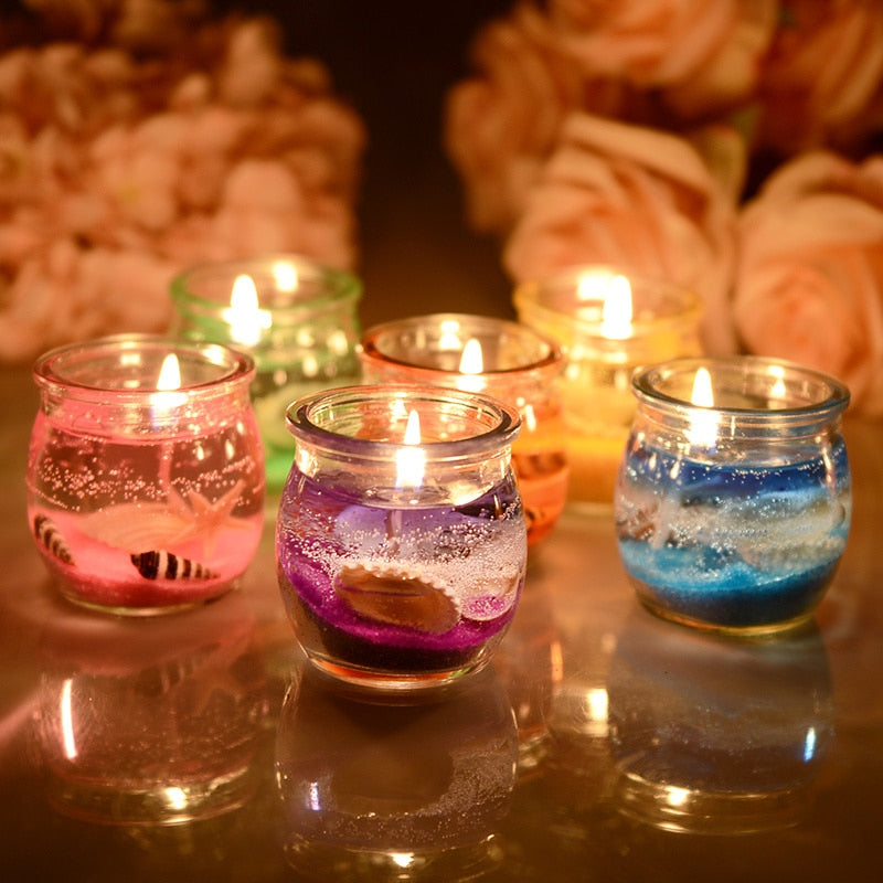 Pack of 2 Marine jelly candle with glass jar Decorative candle