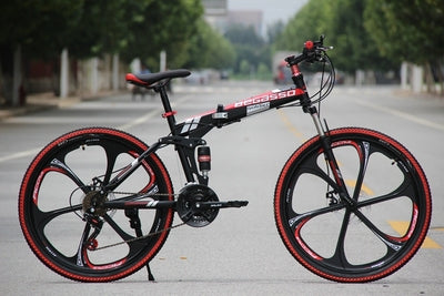 BeGasso 24 Inch Cycle Adult Foldable Mountain Bike Bicycle Racing Disc Brakes